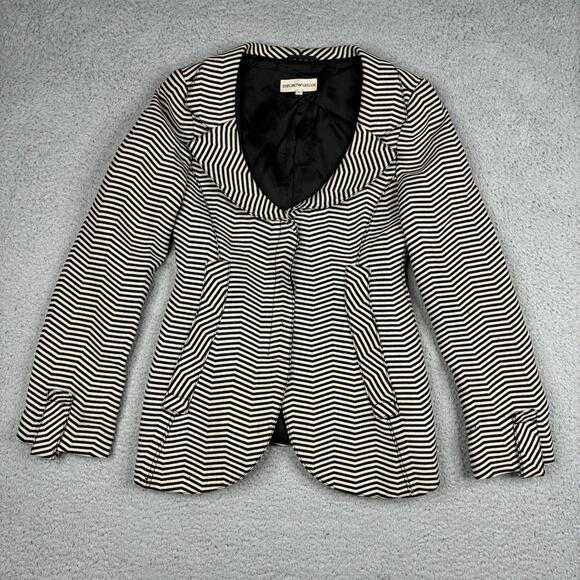 Emporio Armani Jackets & Blazers - Vintage Emporio Armani Wool Blazer Women’s 6 Black White Striped Jacket Italy